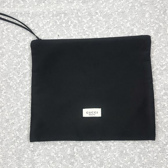 GUCCI Large Black Satin Pouch Makeup Bag Toiletry Bag - Picture 1 of 9